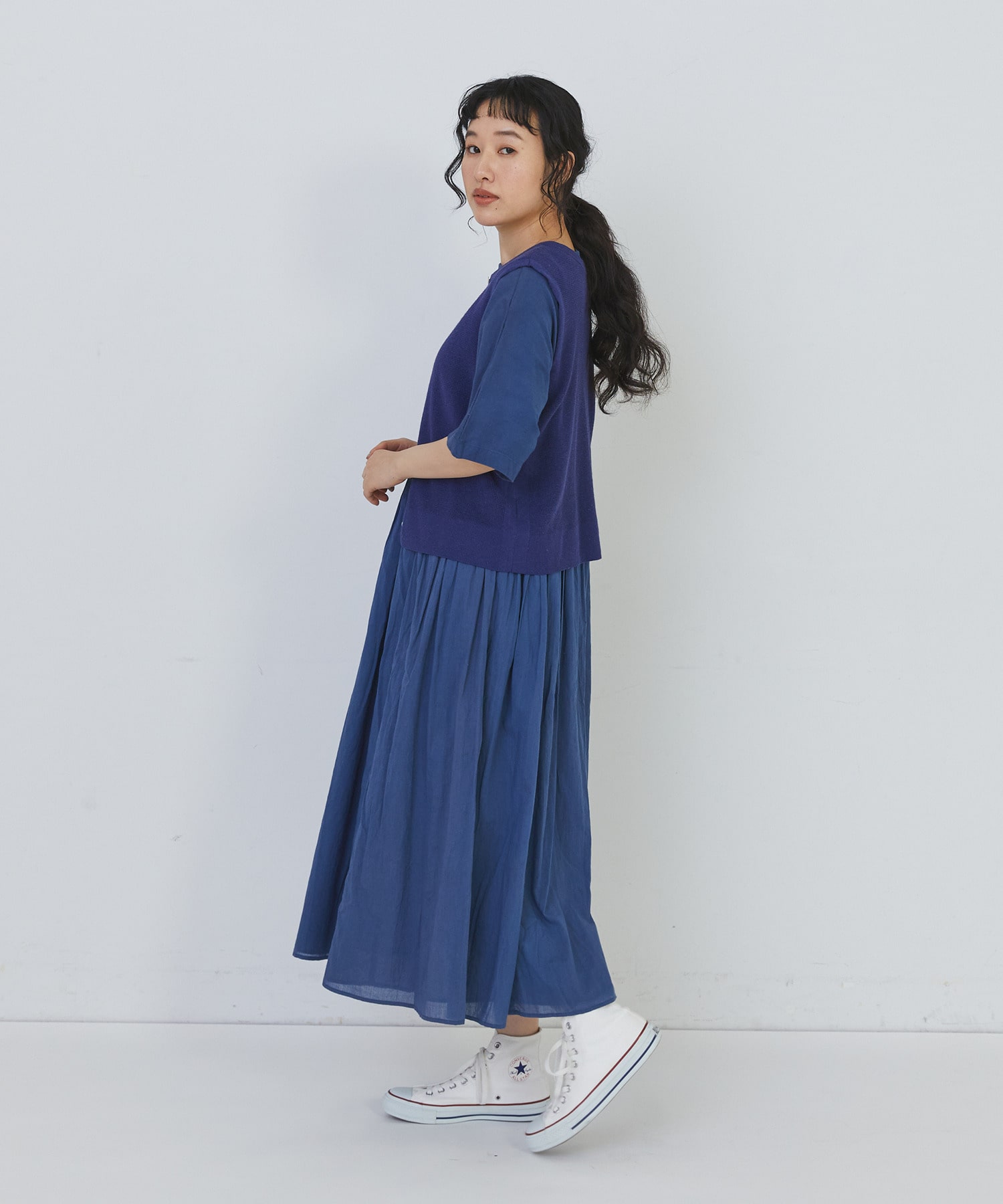 【congés payés】14G麻綿ワッフル編み2WAYベスト 詳細画像 ブラック 15