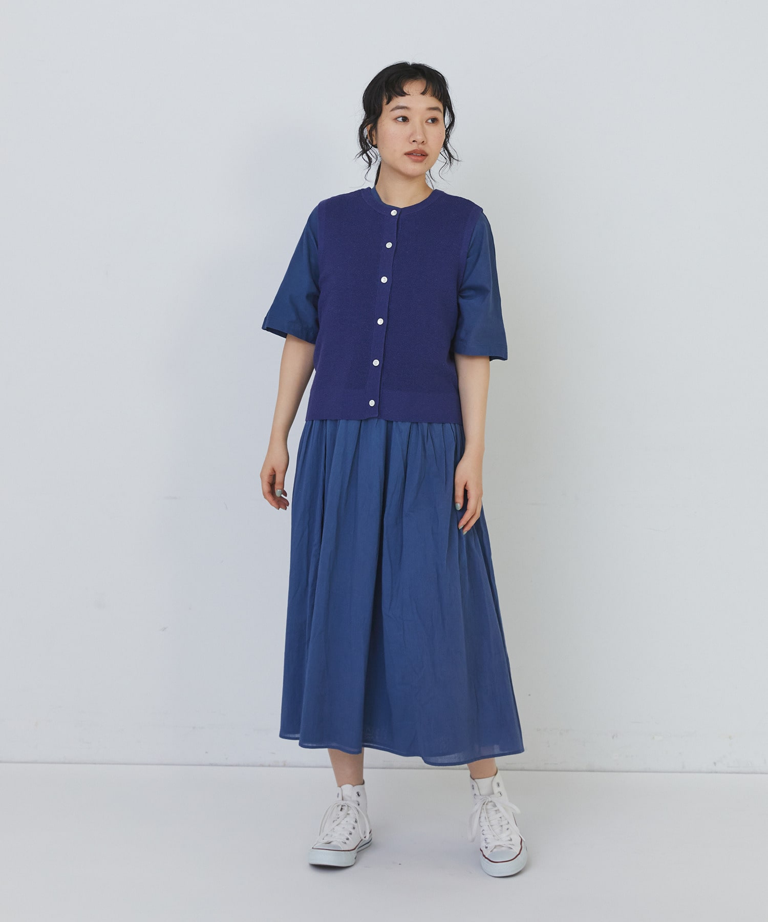 【congés payés】14G麻綿ワッフル編み2WAYベスト 詳細画像 ブラック 17