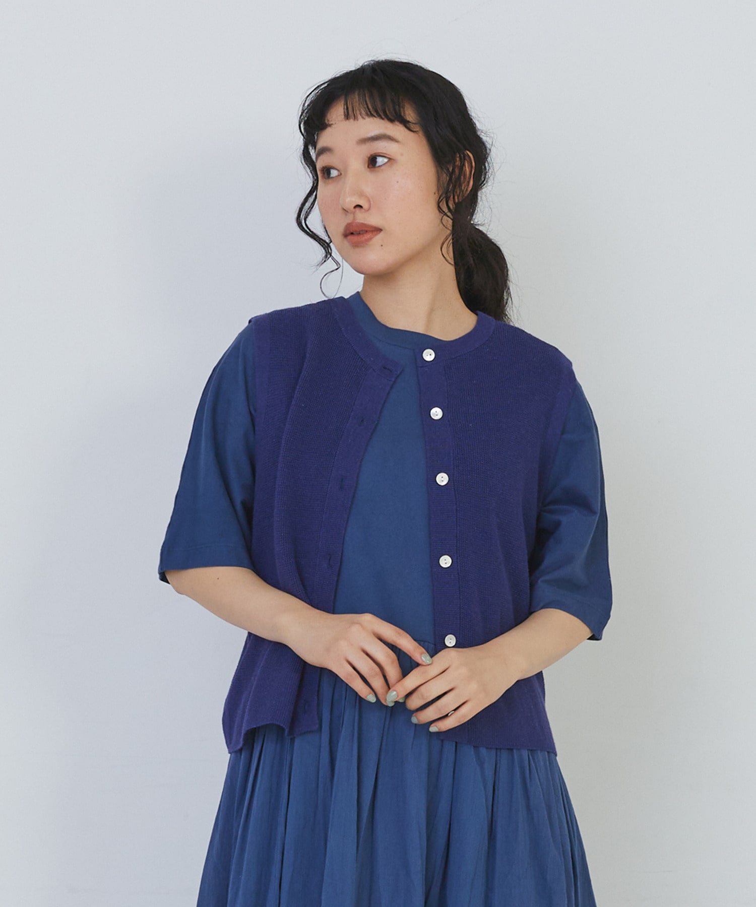 【congés payés】14G麻綿ワッフル編み2WAYベスト 詳細画像 ブラック 18