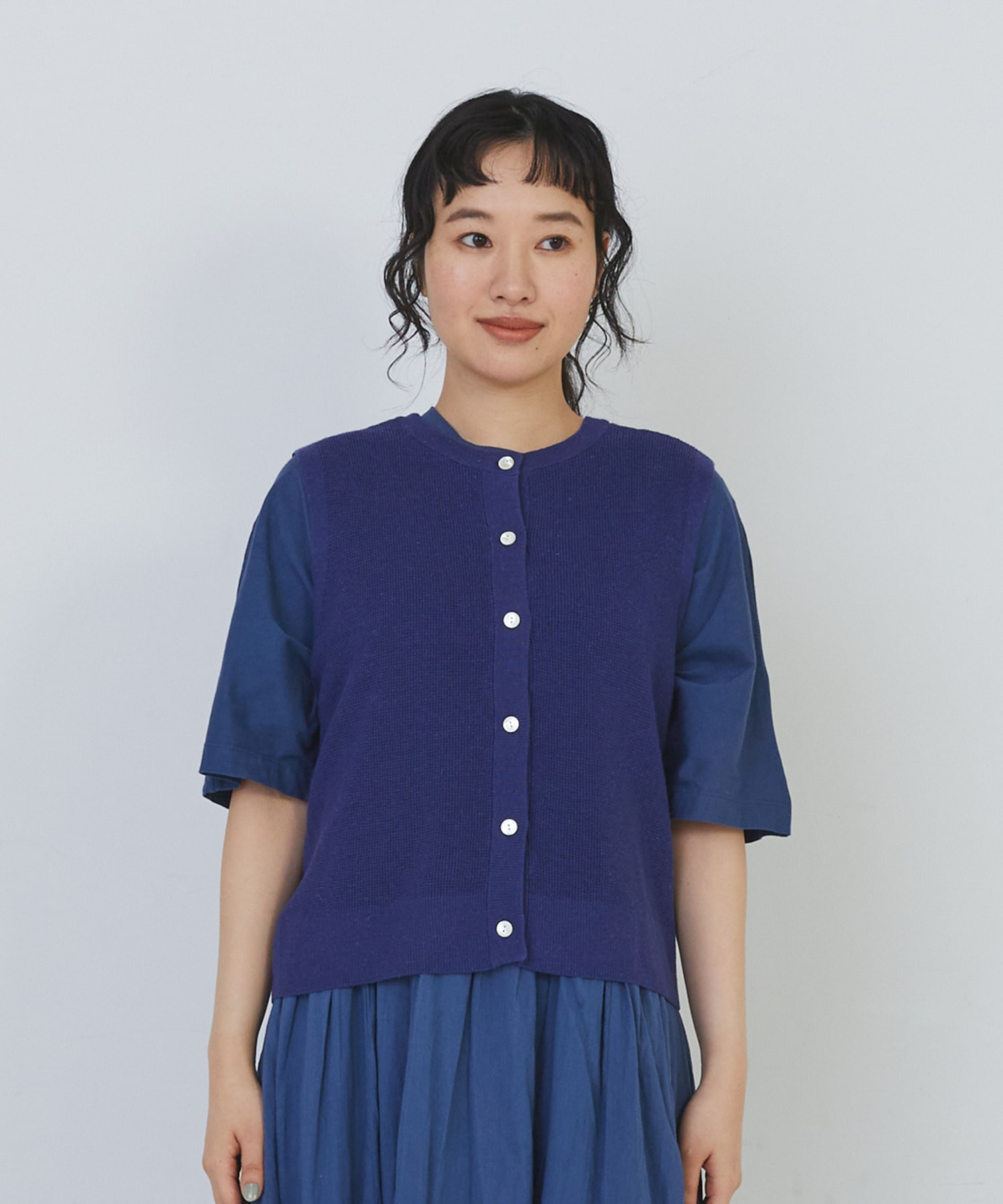 【congés payés】14G麻綿ワッフル編み2WAYベスト 詳細画像 ブラック 19