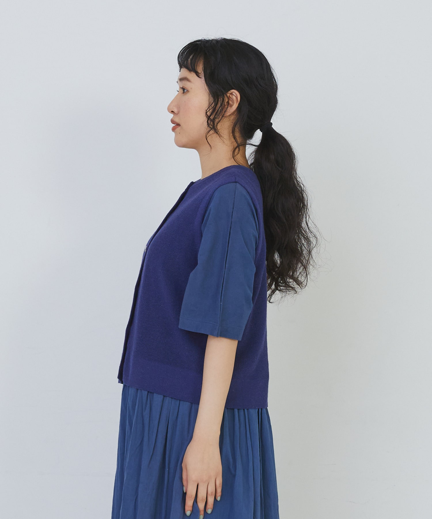 【congés payés】14G麻綿ワッフル編み2WAYベスト 詳細画像 ブラック 20