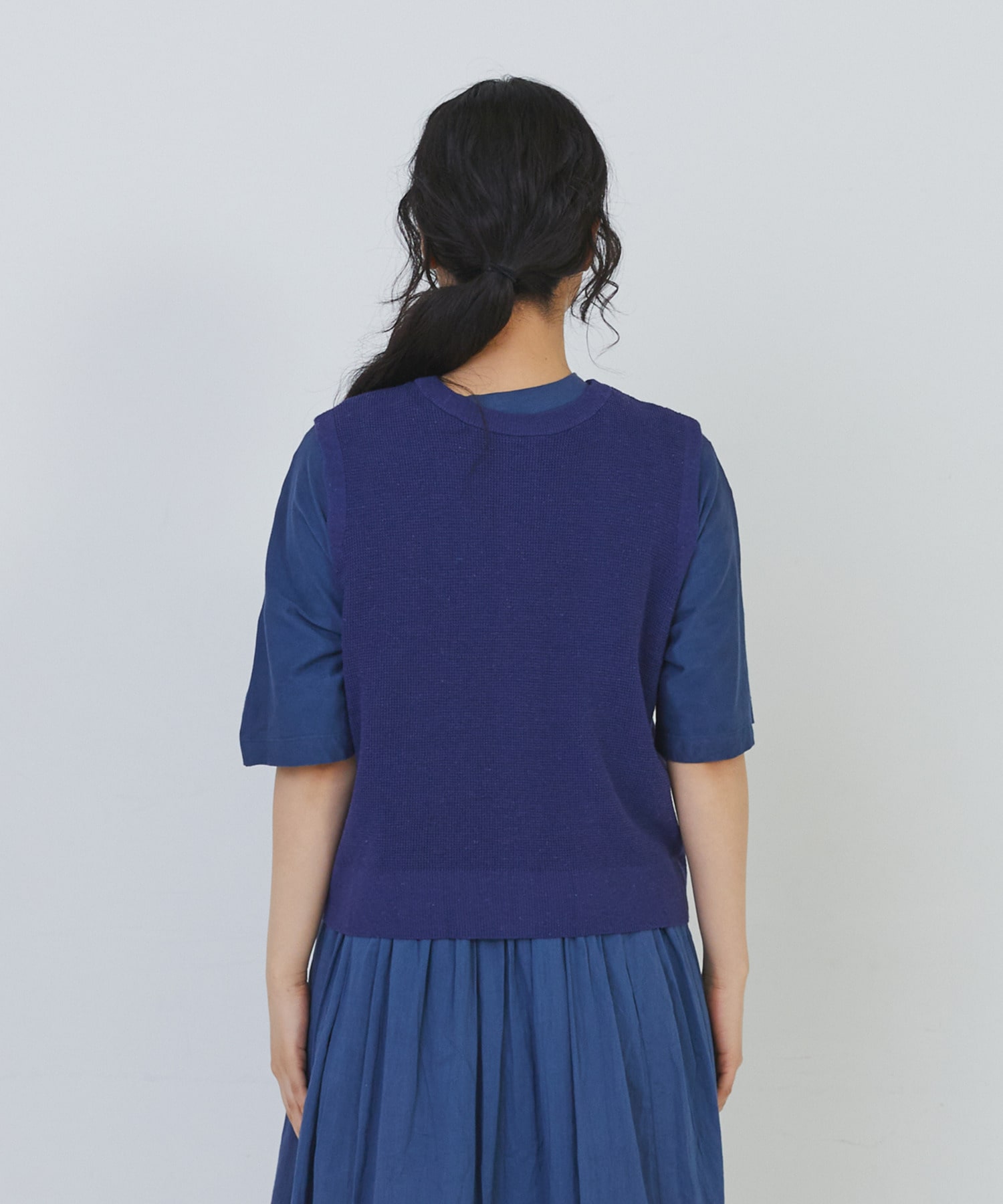 【congés payés】14G麻綿ワッフル編み2WAYベスト 詳細画像 ブラック 21