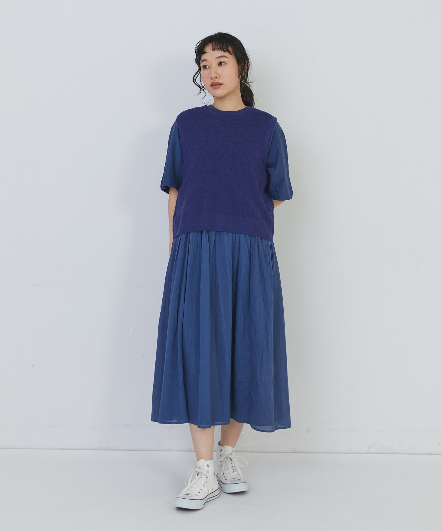 【congés payés】14G麻綿ワッフル編み2WAYベスト 詳細画像 ブラック 22