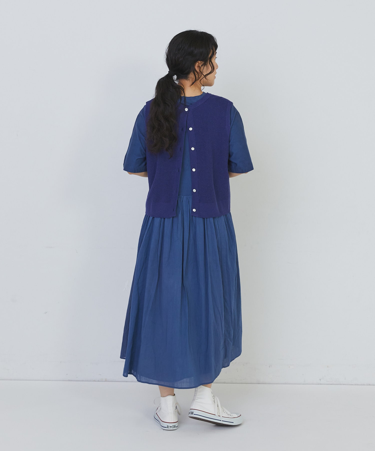 【congés payés】14G麻綿ワッフル編み2WAYベスト 詳細画像 ブラック 23