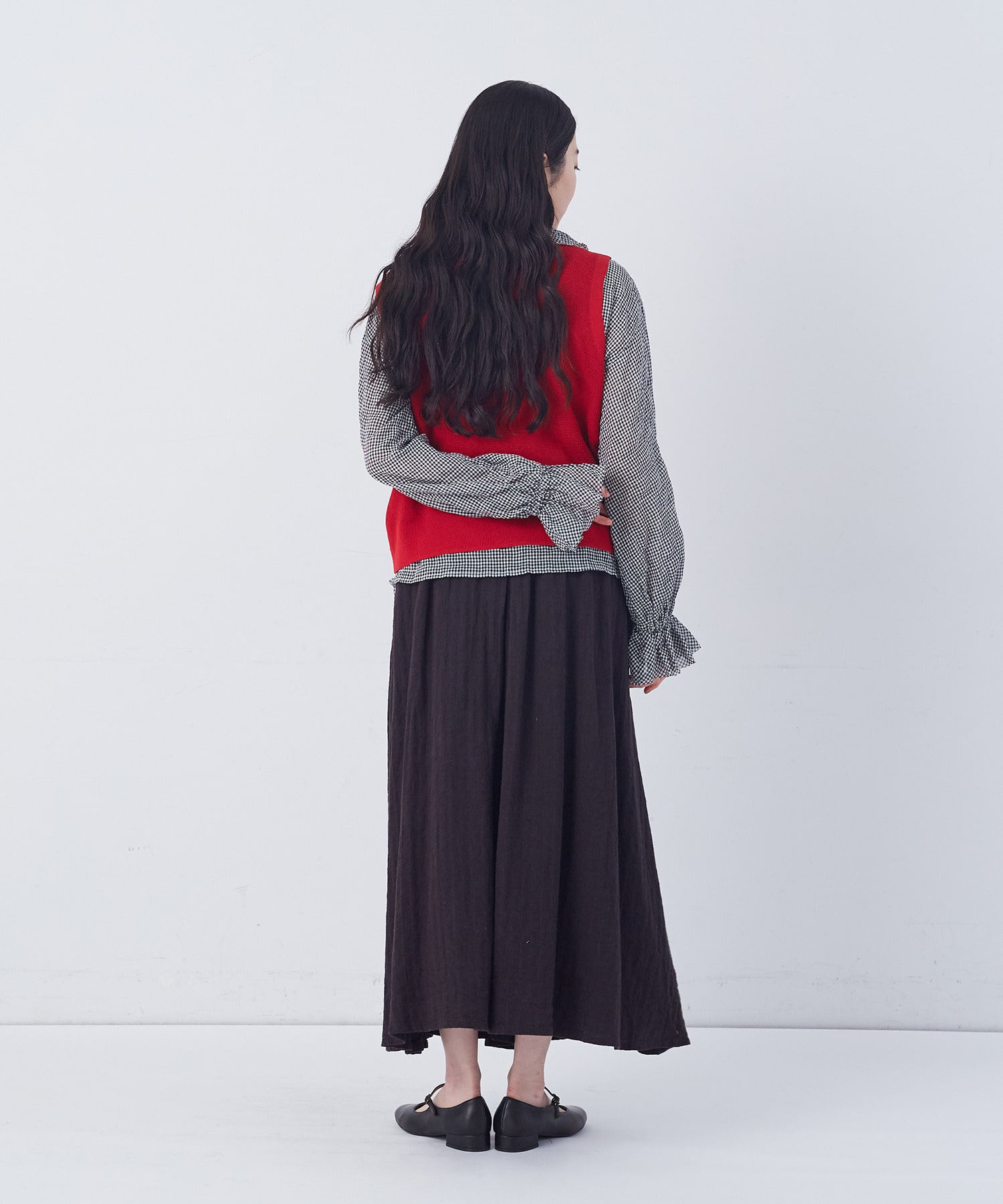 【congés payés】14G麻綿ワッフル編み2WAYベスト 詳細画像 ブラック 3