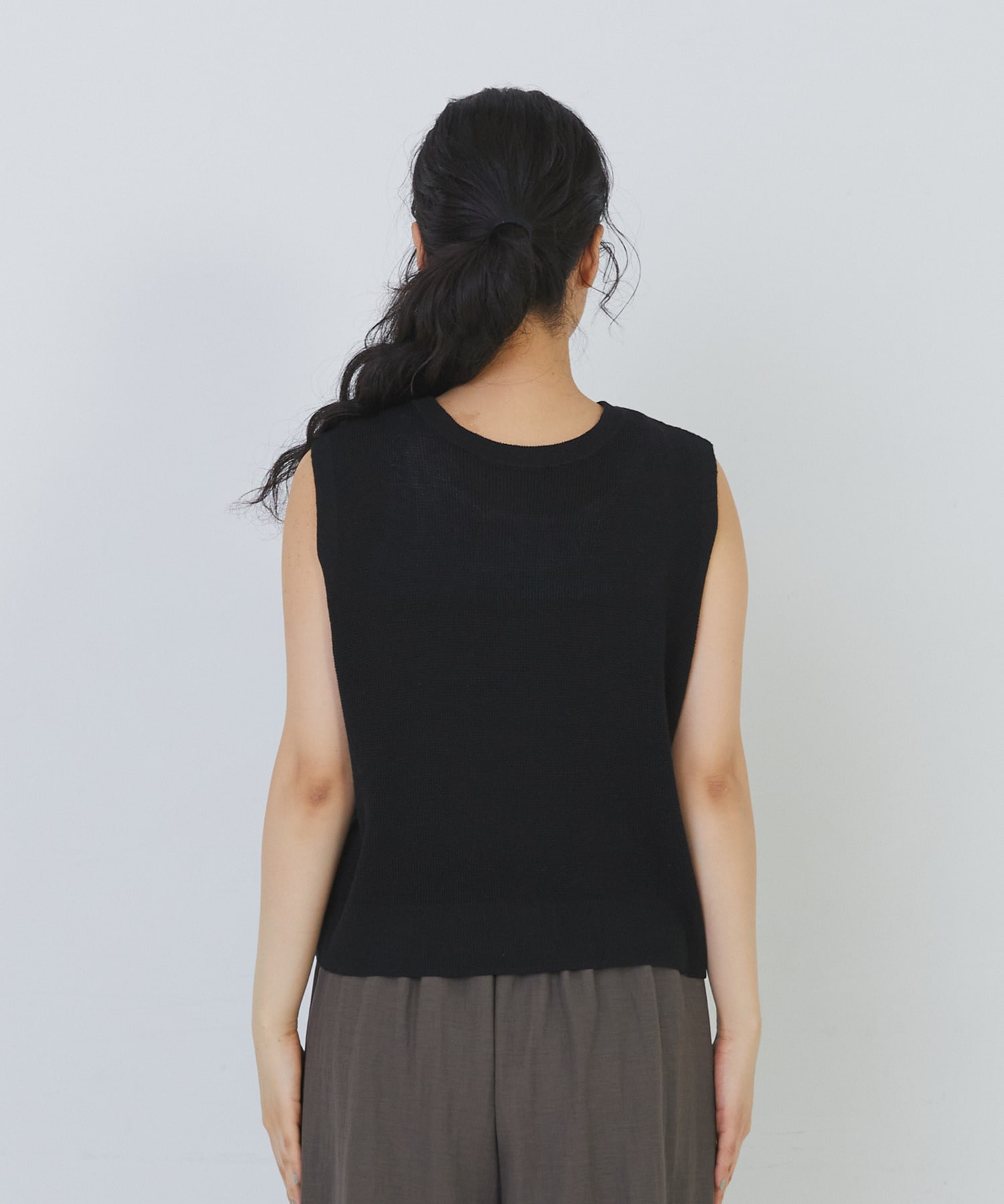 【congés payés】14G麻綿ワッフル編み2WAYベスト 詳細画像 ブラック 30