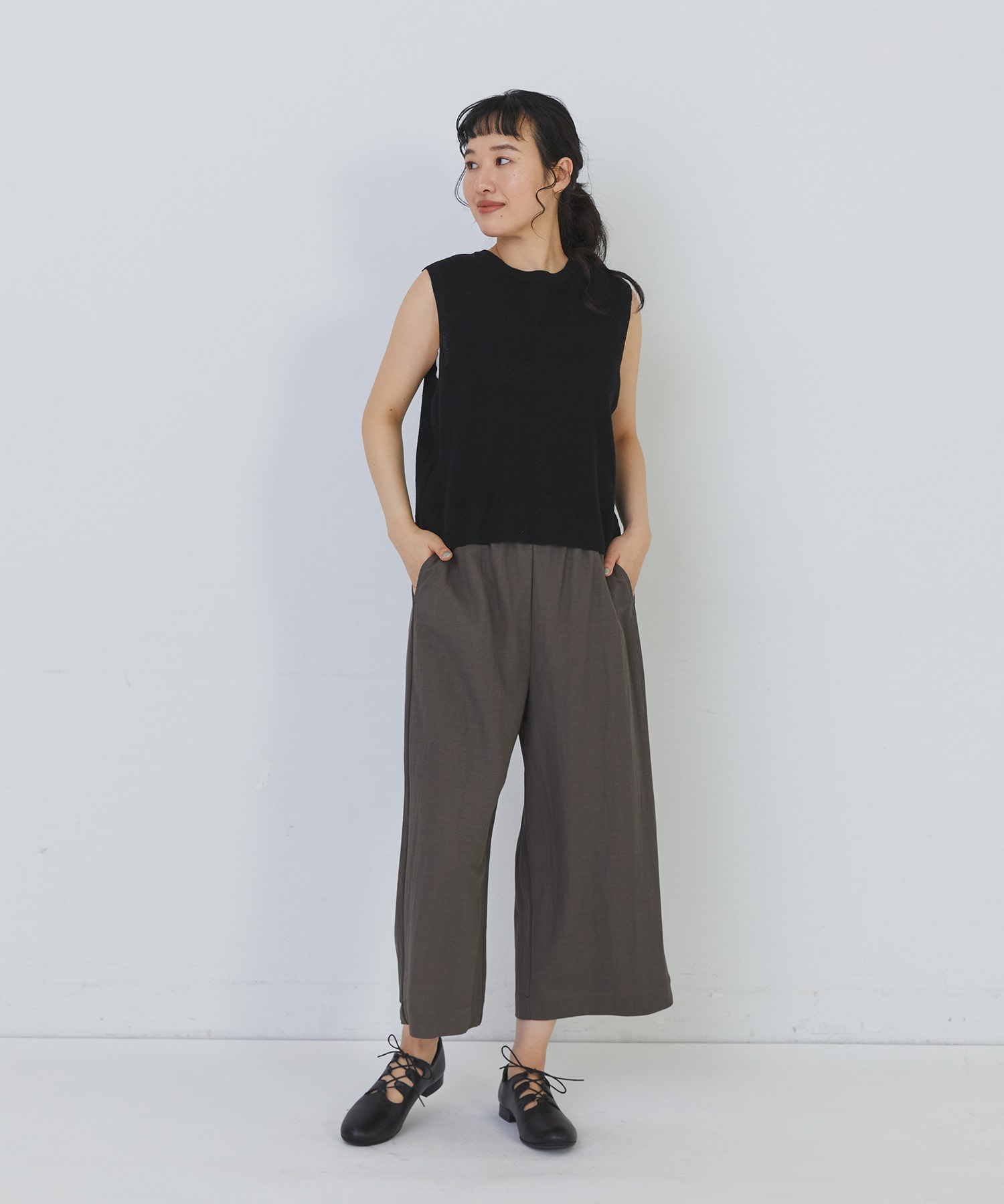 【congés payés】14G麻綿ワッフル編み2WAYベスト 詳細画像 ブラック 31