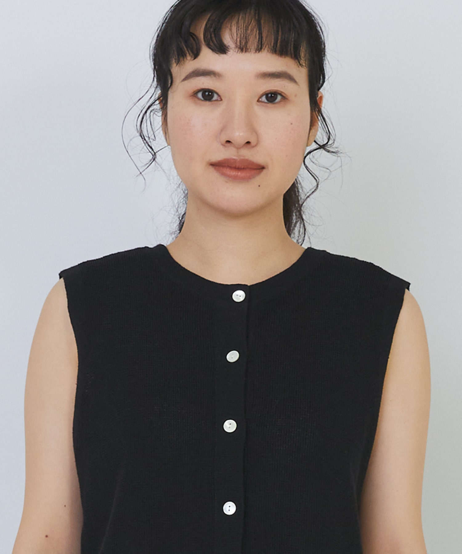 【congés payés】14G麻綿ワッフル編み2WAYベスト 詳細画像 ブラック 33