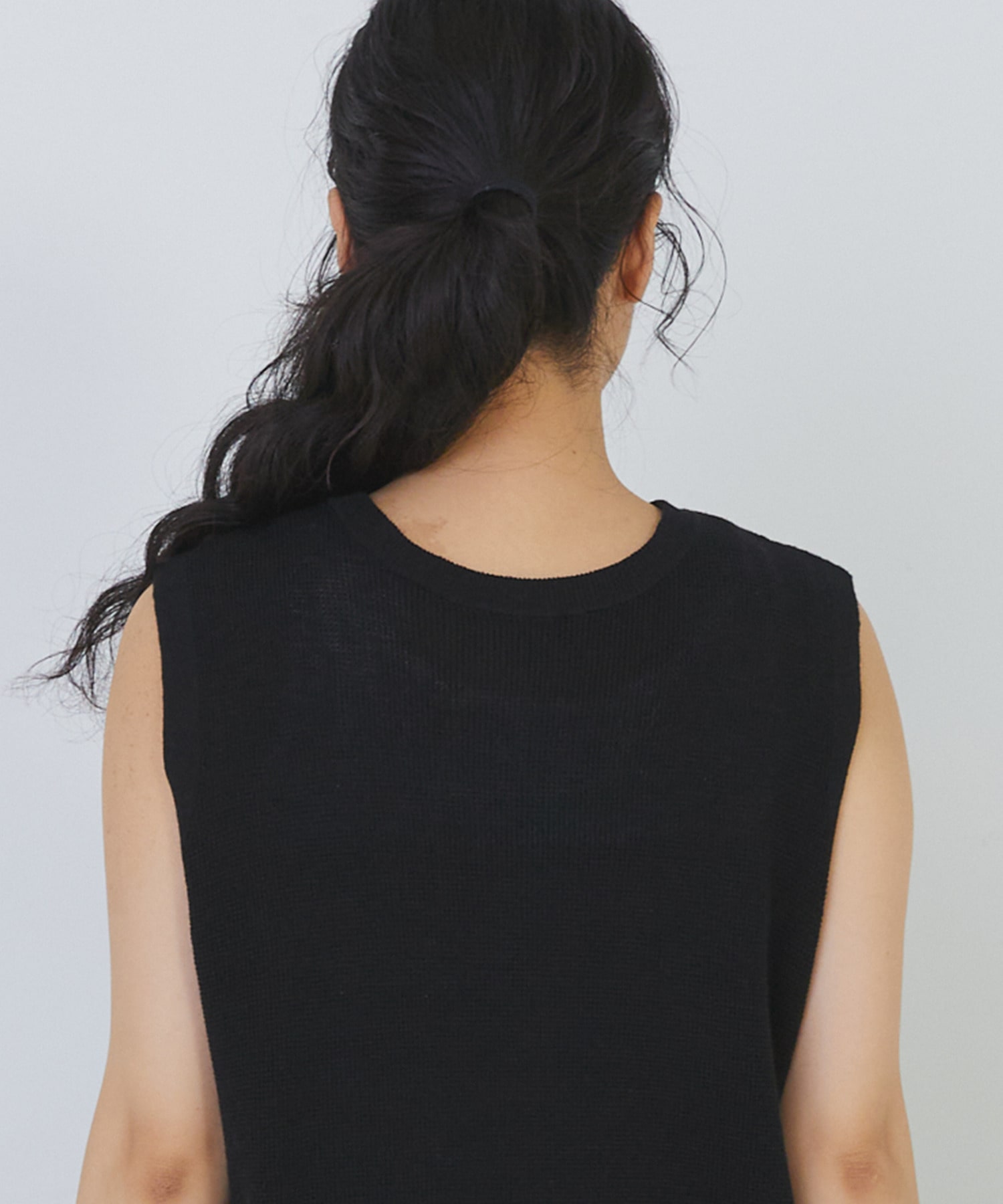 【congés payés】14G麻綿ワッフル編み2WAYベスト 詳細画像 ブラック 34