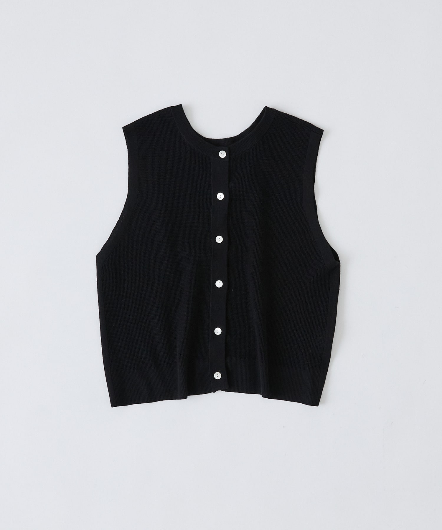 【congés payés】14G麻綿ワッフル編み2WAYベスト 詳細画像 ブラック 1