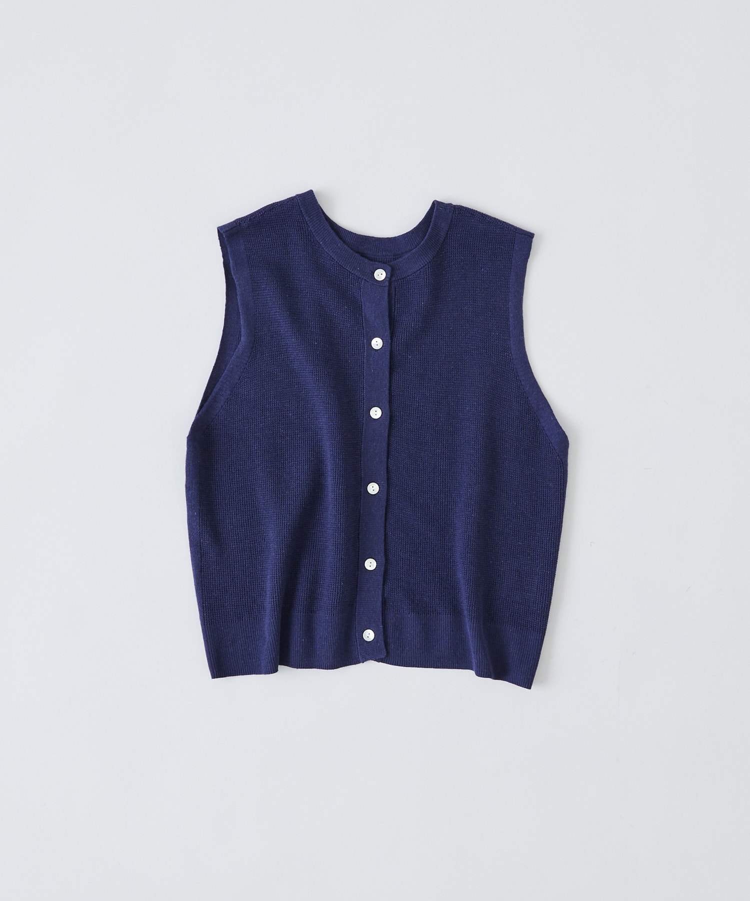 【congés payés】14G麻綿ワッフル編み2WAYベスト 詳細画像 ブルー 1