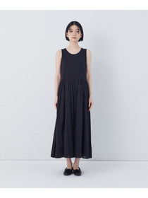 【congés payés】2重布帛ノースリーブワンピース 詳細画像 ブラック 22