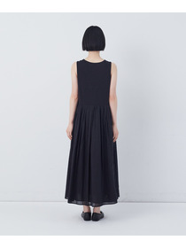 【congés payés】2重布帛ノースリーブワンピース 詳細画像 ブラック 24