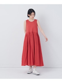 【congés payés】2重布帛ノースリーブワンピース 詳細画像 ブラック 5