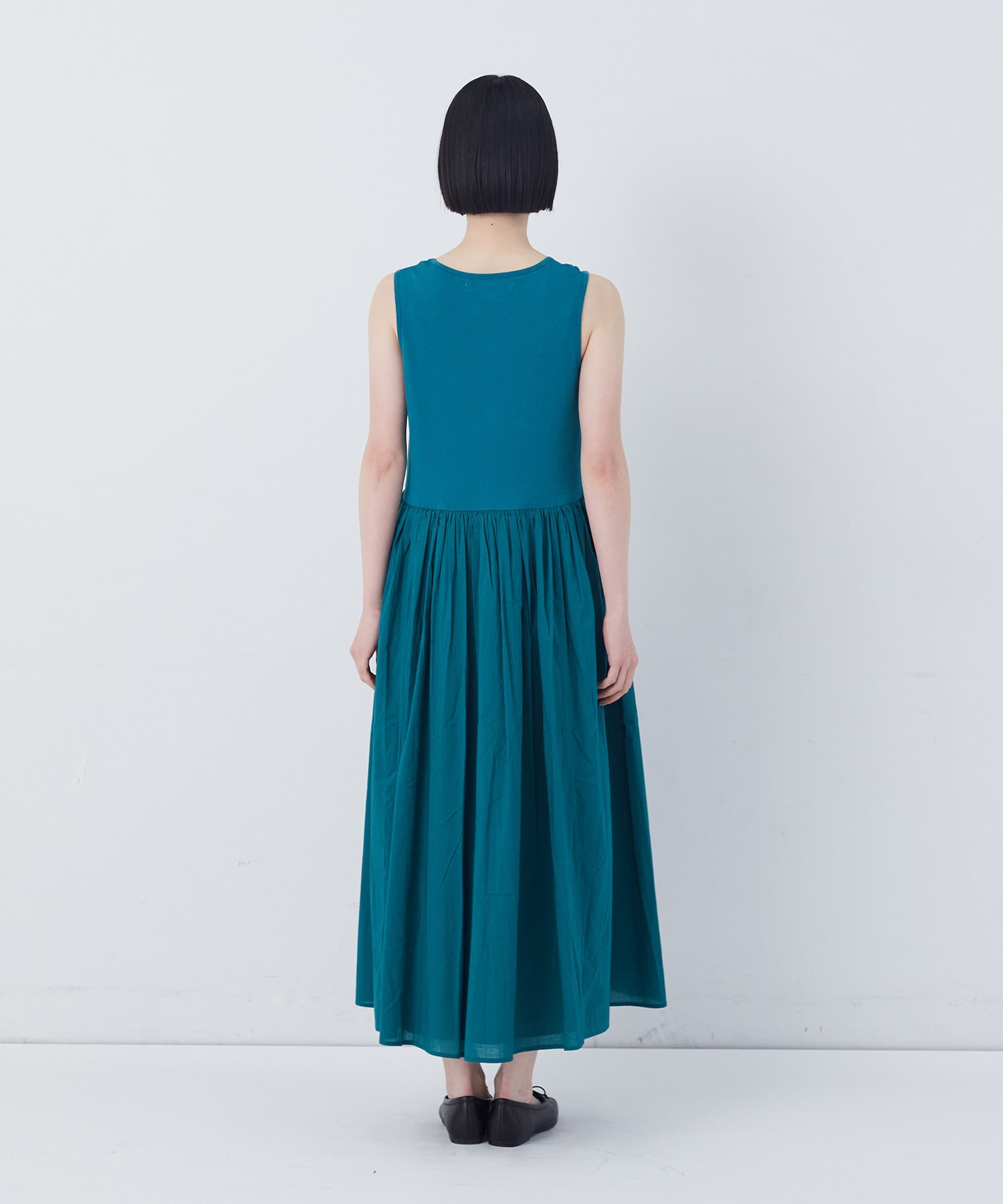 【congés payés】2重布帛ノースリーブワンピース 詳細画像 ブラック 16