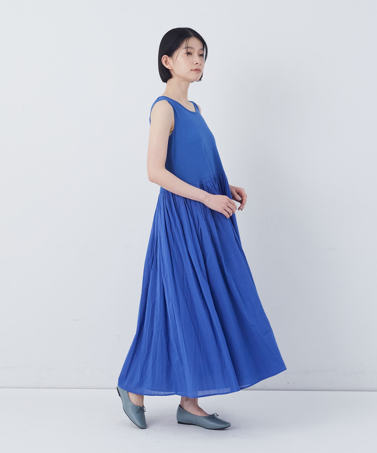 【congés payés】2重布帛ノースリーブワンピース 詳細画像 ブラック 26