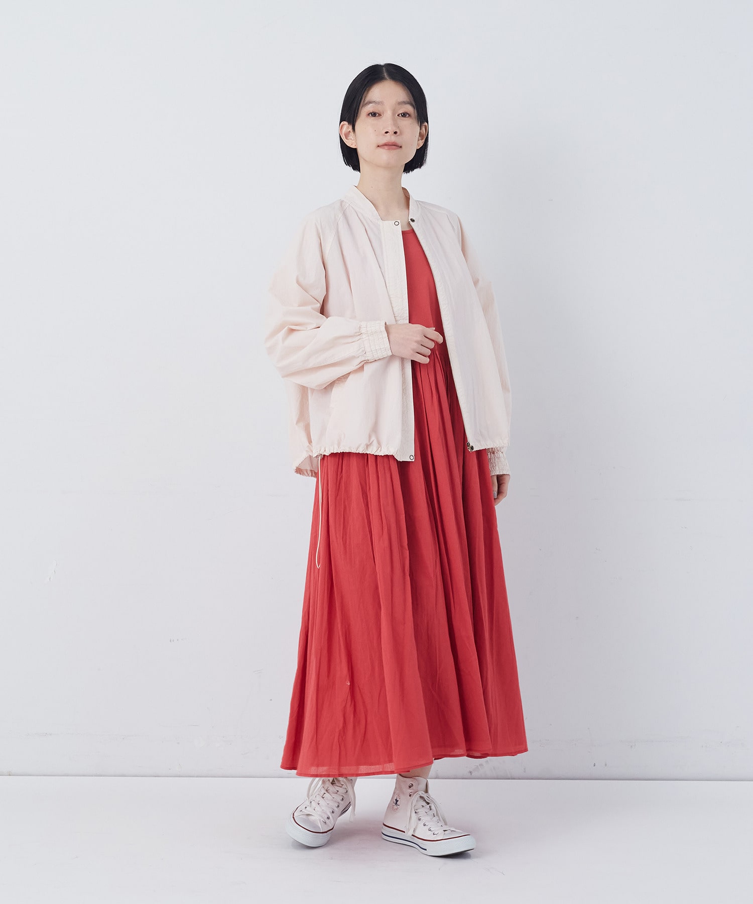 【congés payés】2重布帛ノースリーブワンピース 詳細画像 ブラック 4