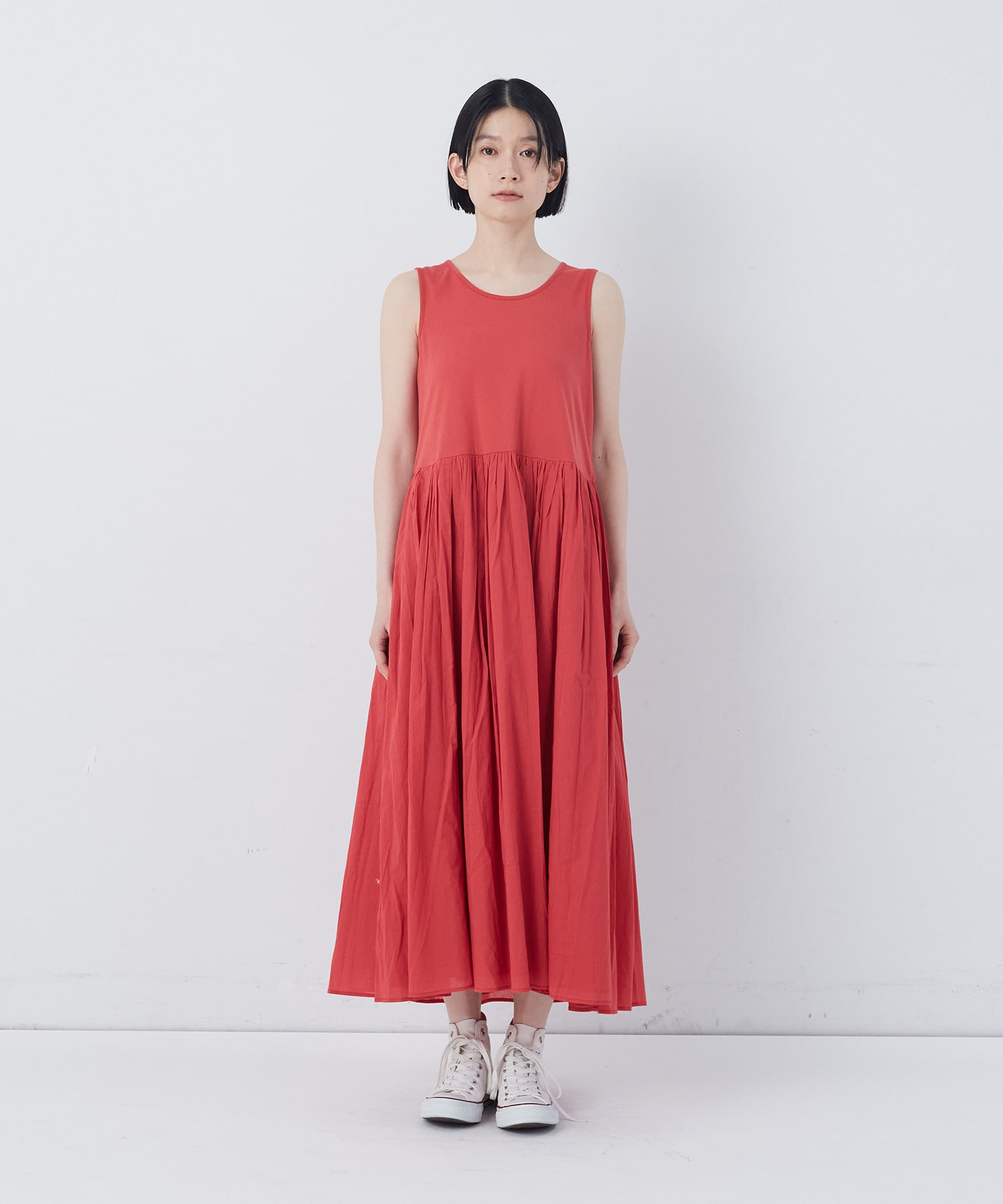 【congés payés】2重布帛ノースリーブワンピース 詳細画像 ブラック 6