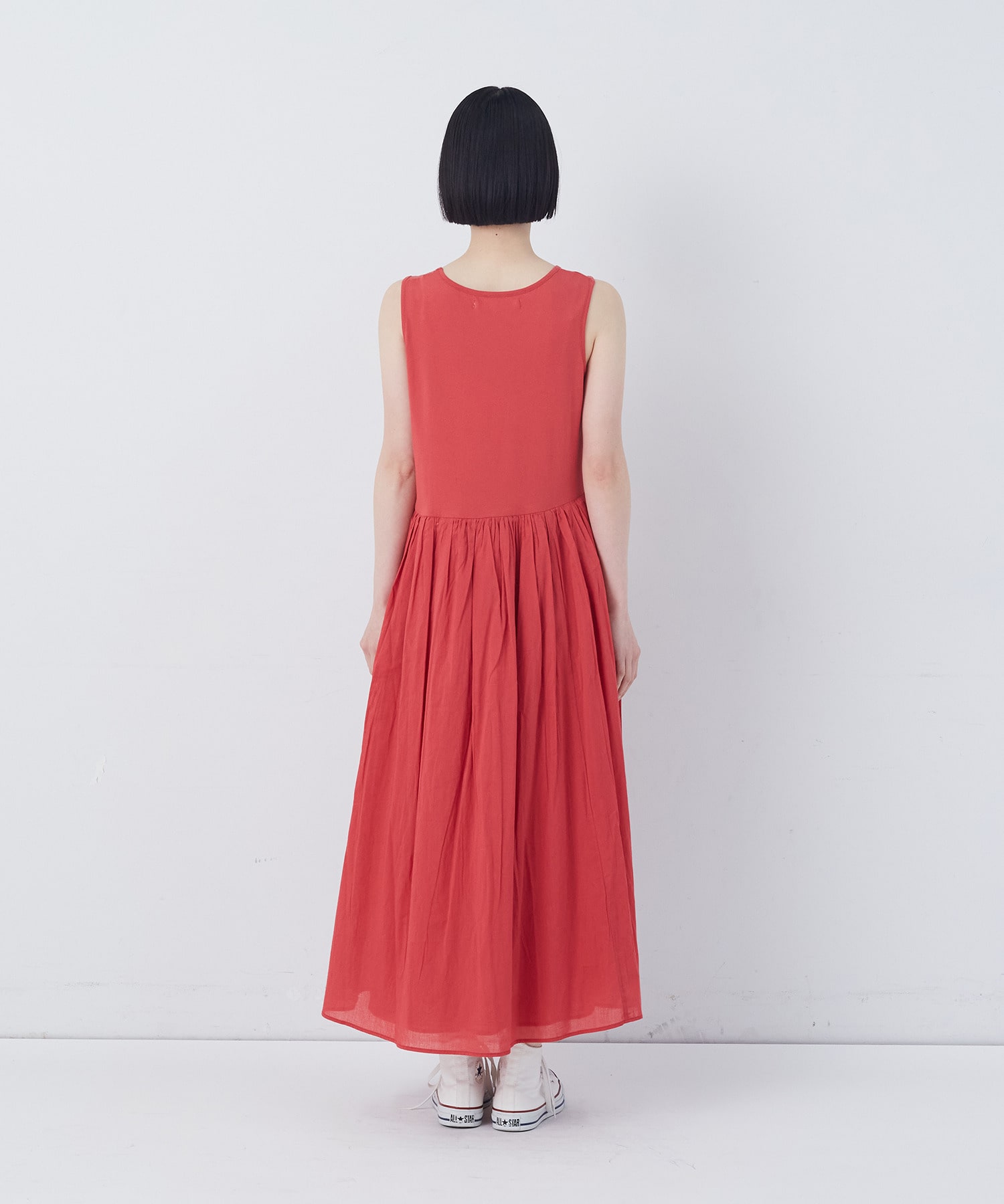 【congés payés】2重布帛ノースリーブワンピース 詳細画像 ブラック 8