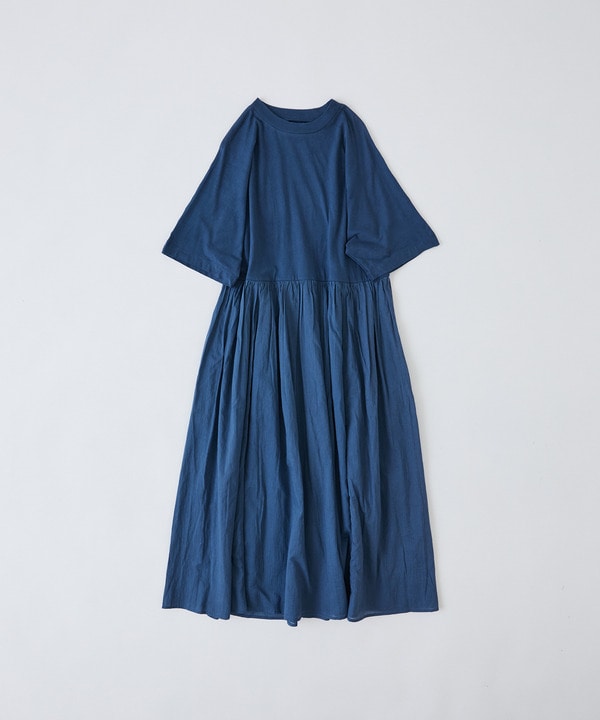 ２重布帛ドルマンスリーブワンピース 詳細画像 ブルー 1