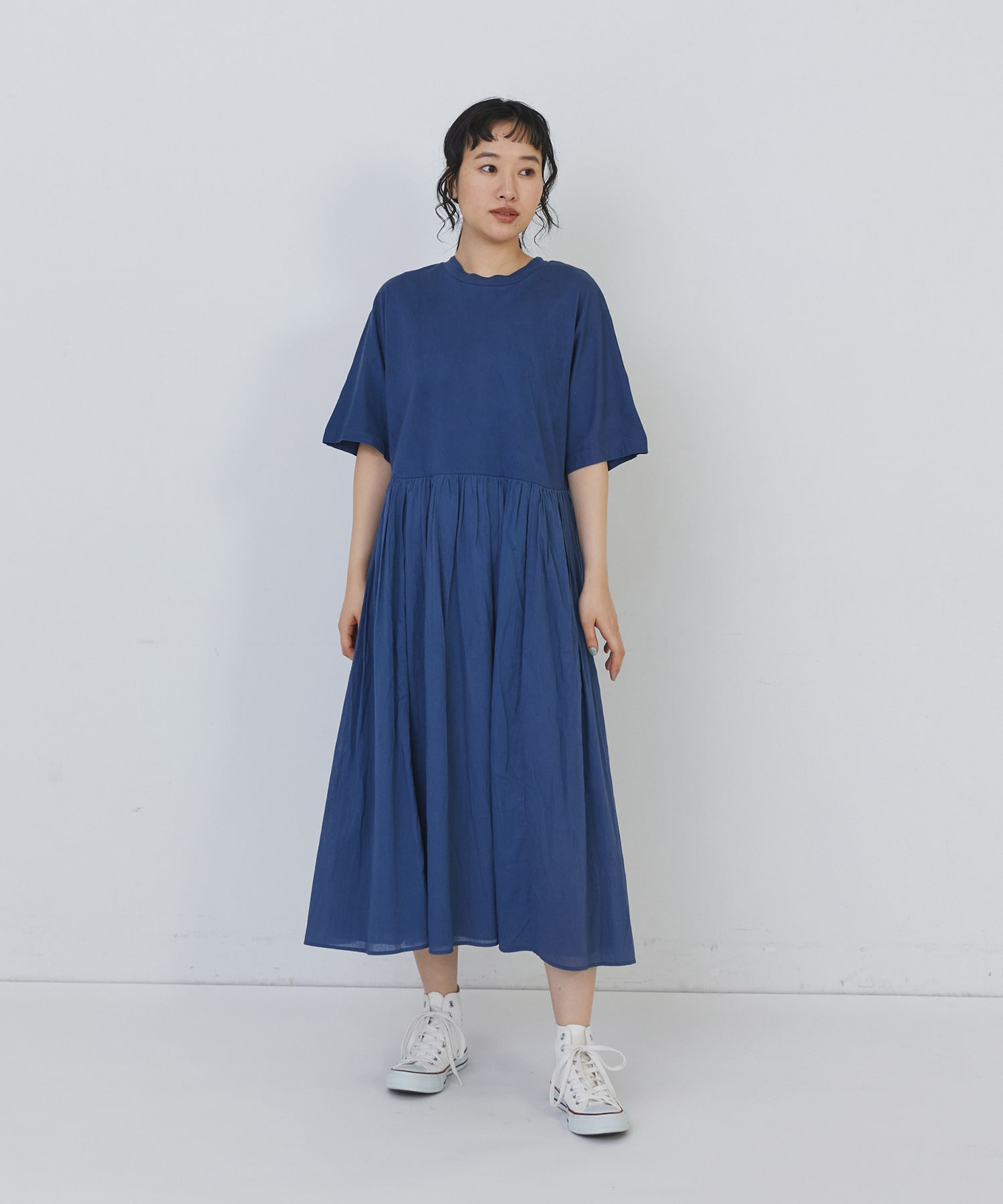 【congés payés】２重布帛ドルマンスリーブワンピース 詳細画像 ブラック 1