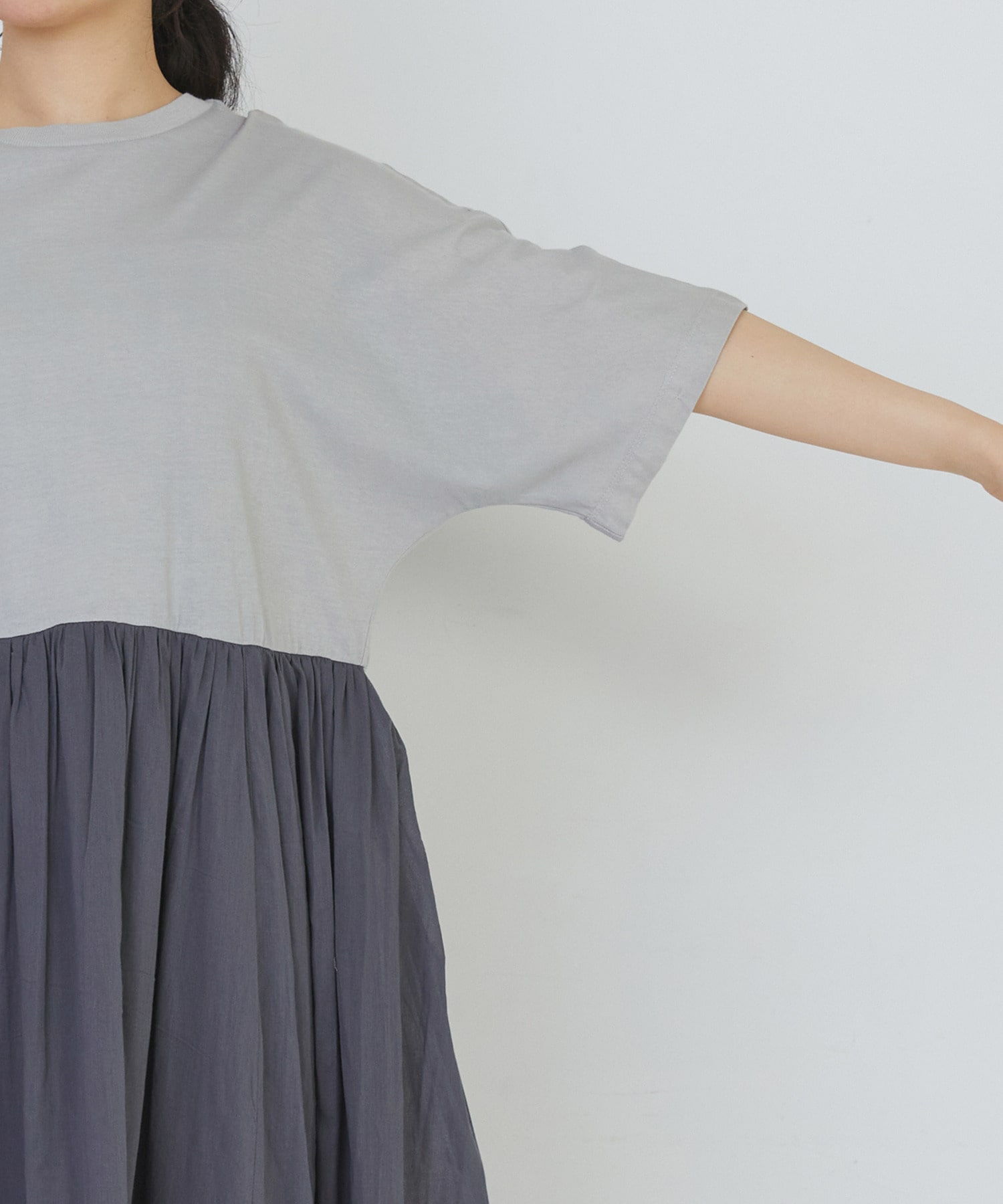 【congés payés】２重布帛ドルマンスリーブワンピース 詳細画像 ブラック 24