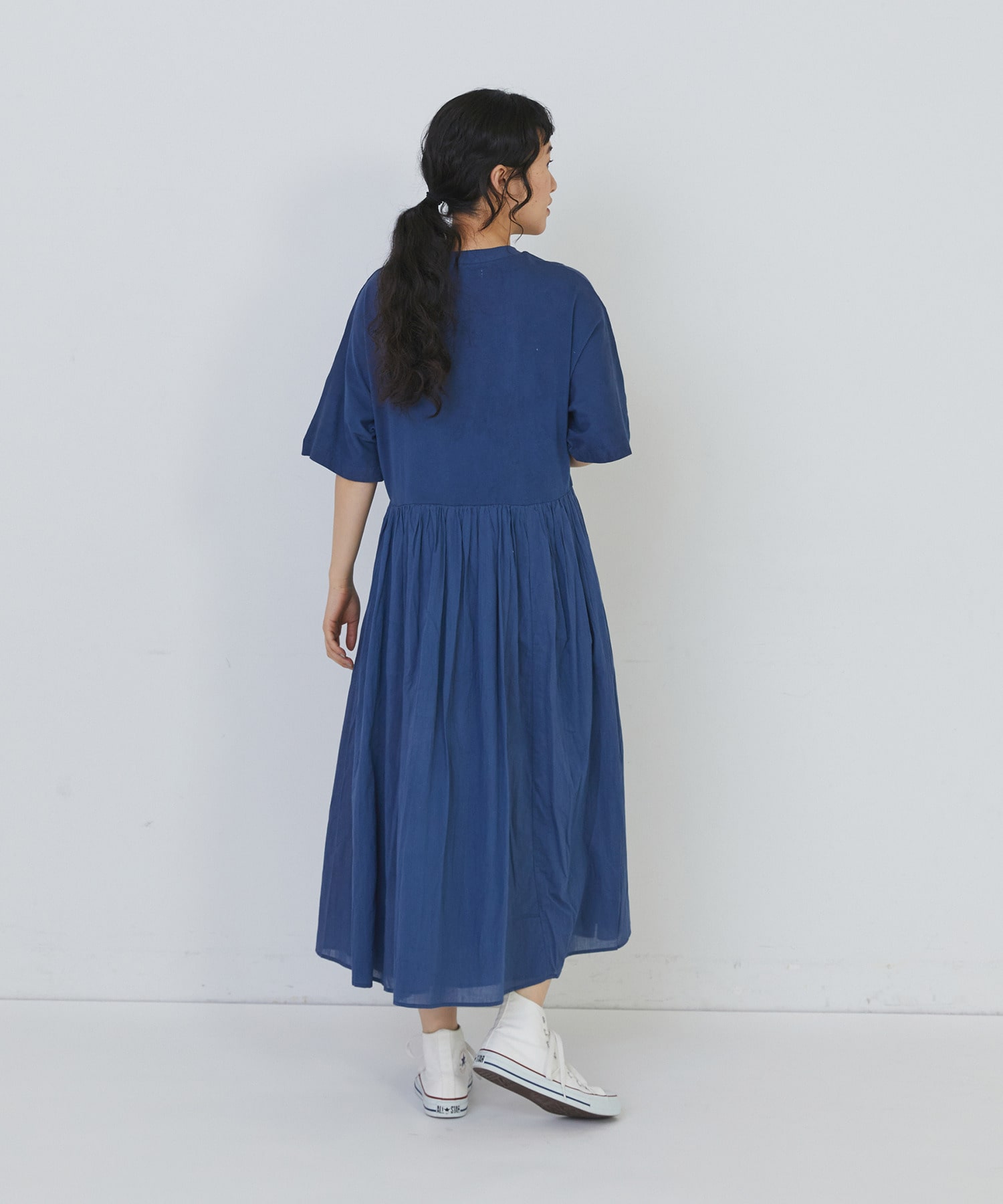 【congés payés】２重布帛ドルマンスリーブワンピース 詳細画像 ブラック 3