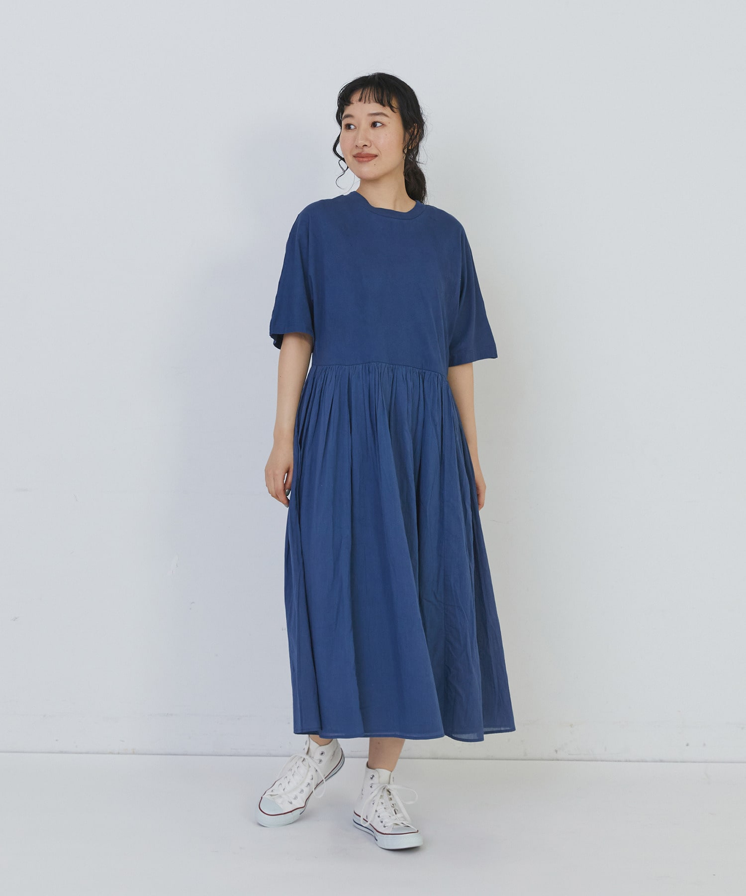 【congés payés】２重布帛ドルマンスリーブワンピース 詳細画像 ブラック 4