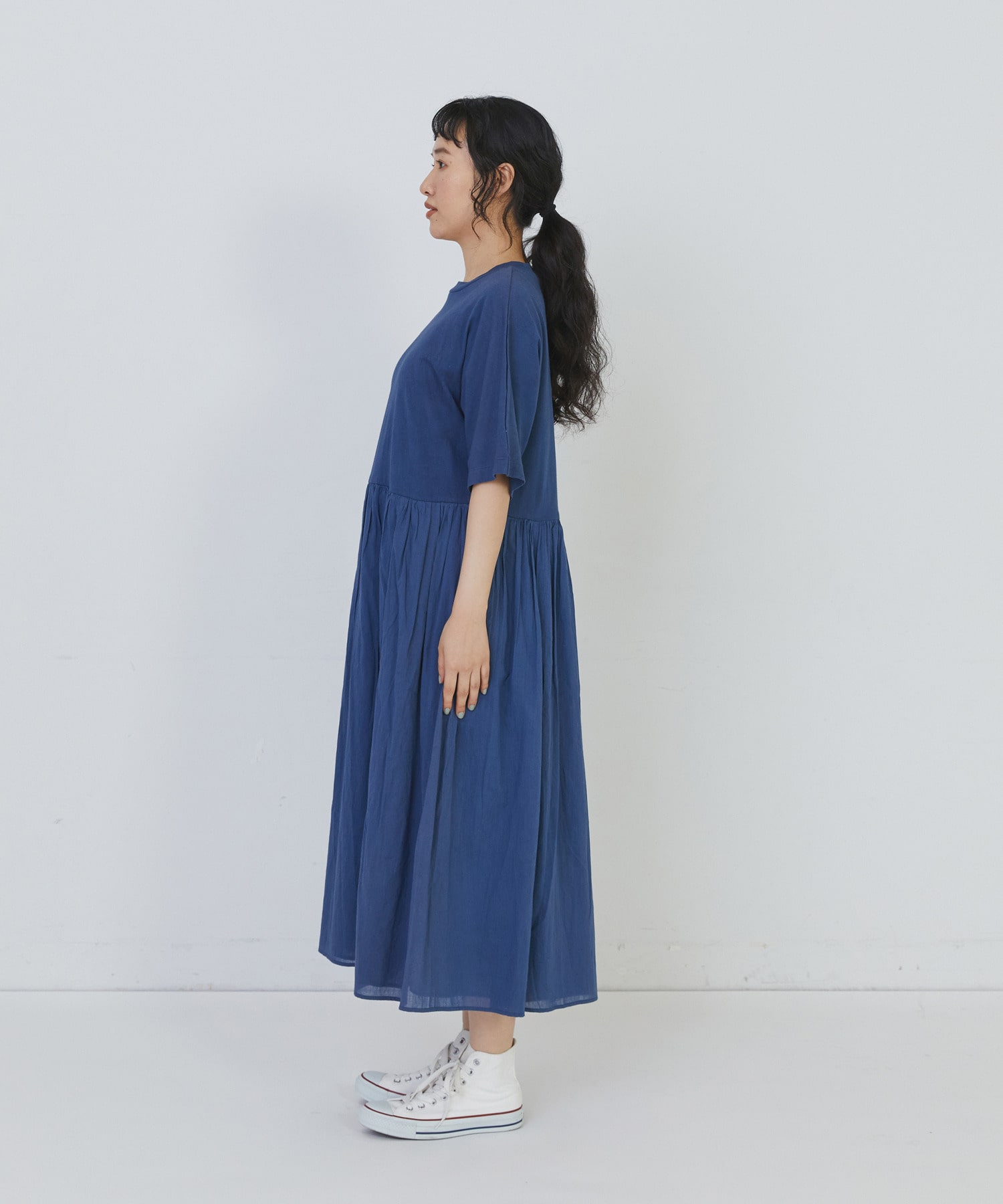 【congés payés】２重布帛ドルマンスリーブワンピース 詳細画像 ブラック 6