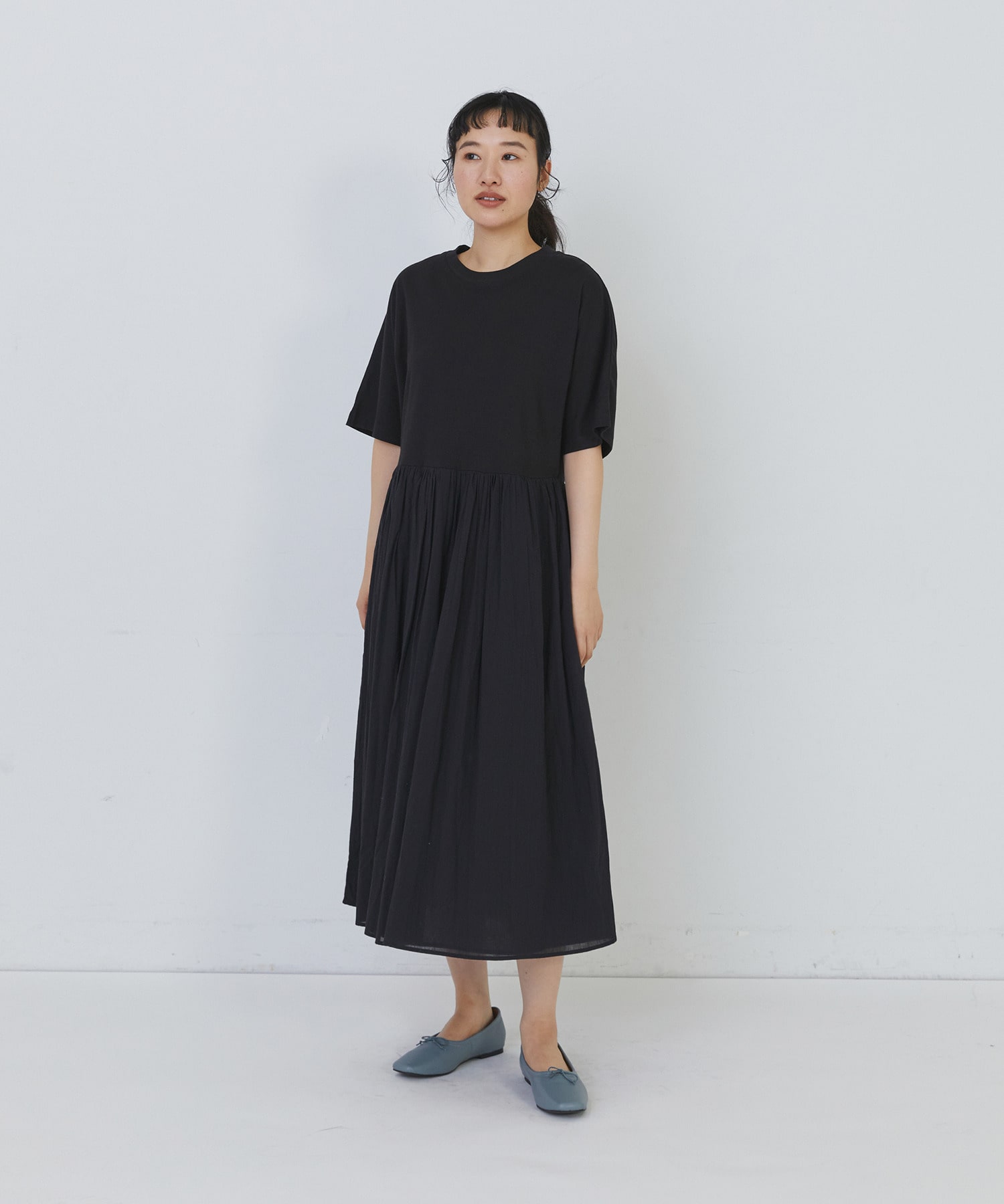 【congés payés】２重布帛ドルマンスリーブワンピース 詳細画像 ブラック 8