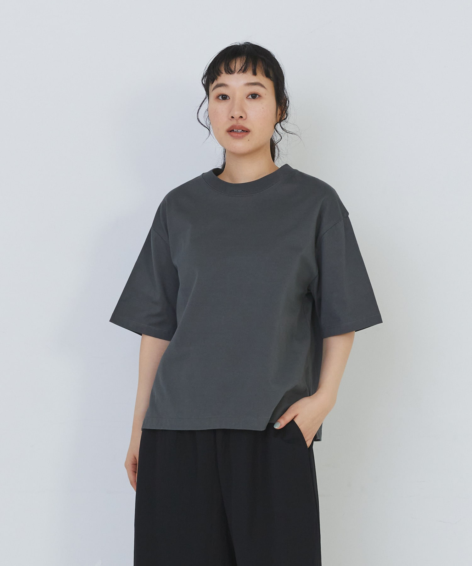 【congés payés】ドロップショルダーベーシックＴシャツ 詳細画像 チャコールグレー 11