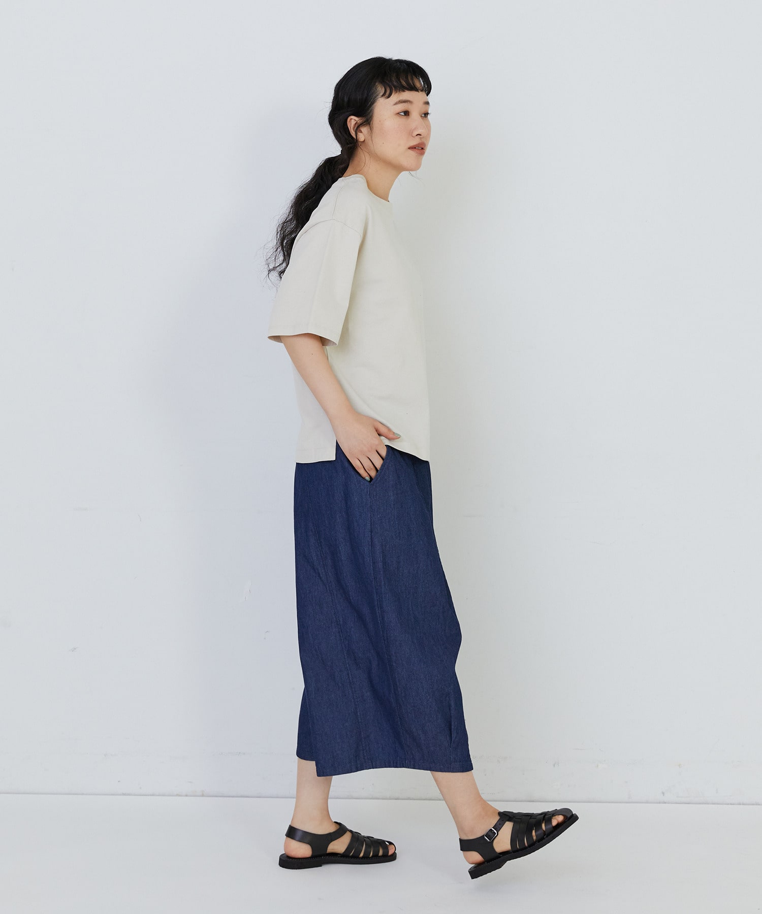 【congés payés】ドロップショルダーベーシックＴシャツ 詳細画像 チャコールグレー 16