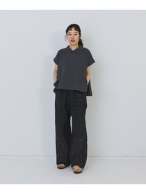 【congés payés】フレアーポロシャツ 詳細画像 チャコールグレー 8