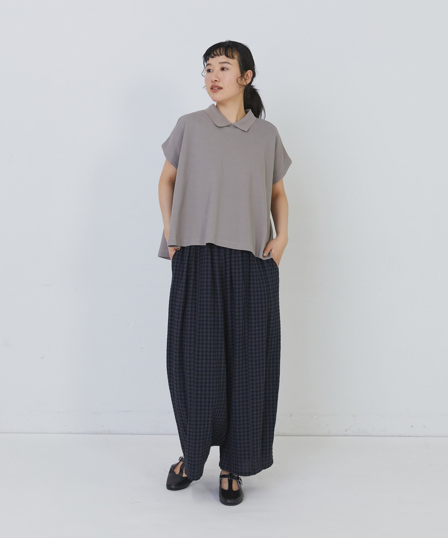 【congés payés】フレアーポロシャツ 詳細画像 チャコールグレー 1