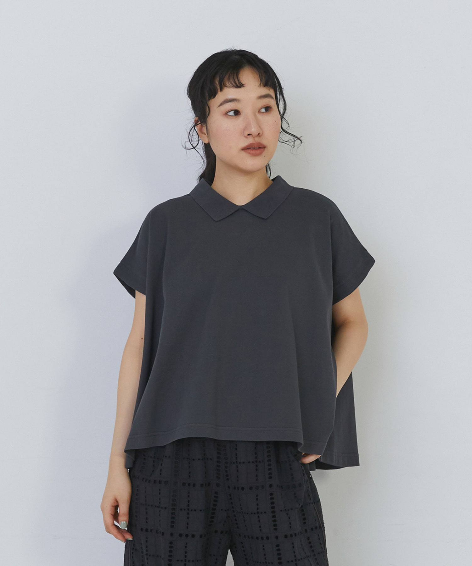 【congés payés】フレアーポロシャツ 詳細画像 チャコールグレー 11