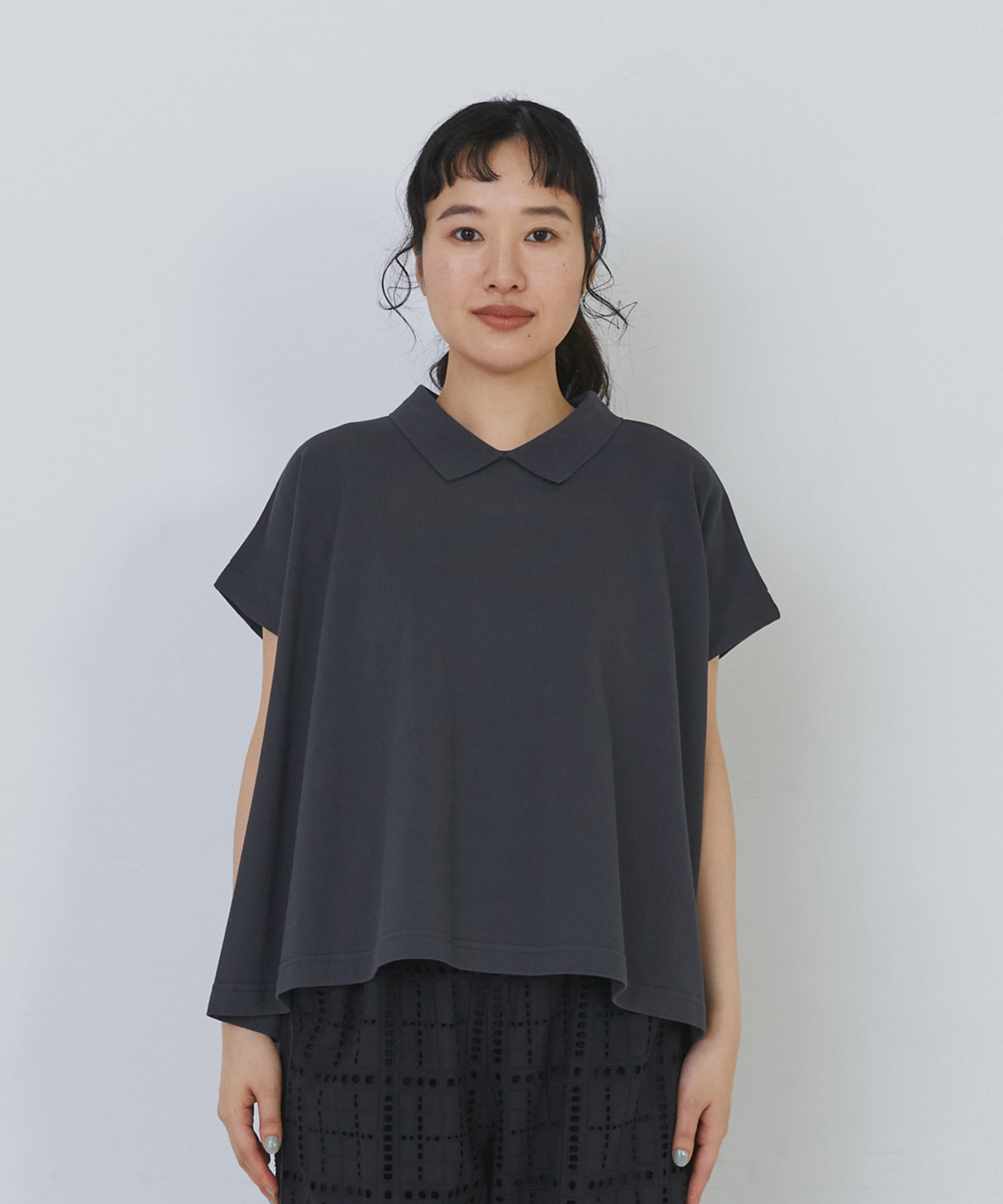 【congés payés】フレアーポロシャツ 詳細画像 チャコールグレー 12