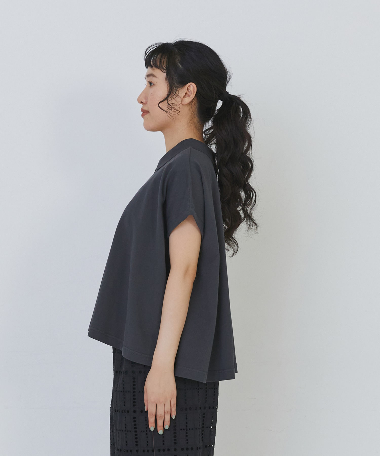 【congés payés】フレアーポロシャツ 詳細画像 チャコールグレー 13