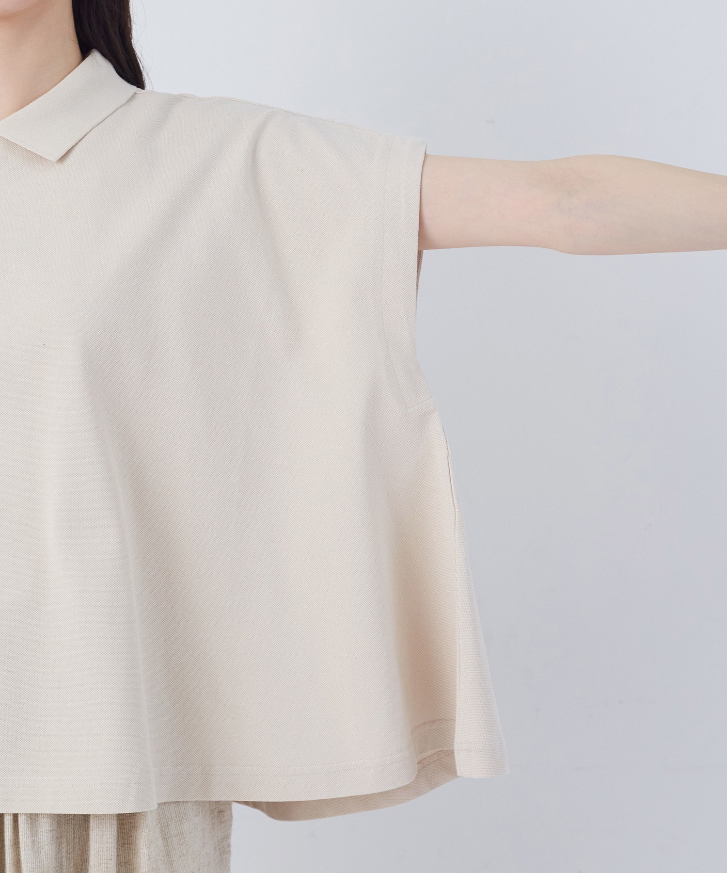 【congés payés】フレアーポロシャツ 詳細画像 チャコールグレー 25