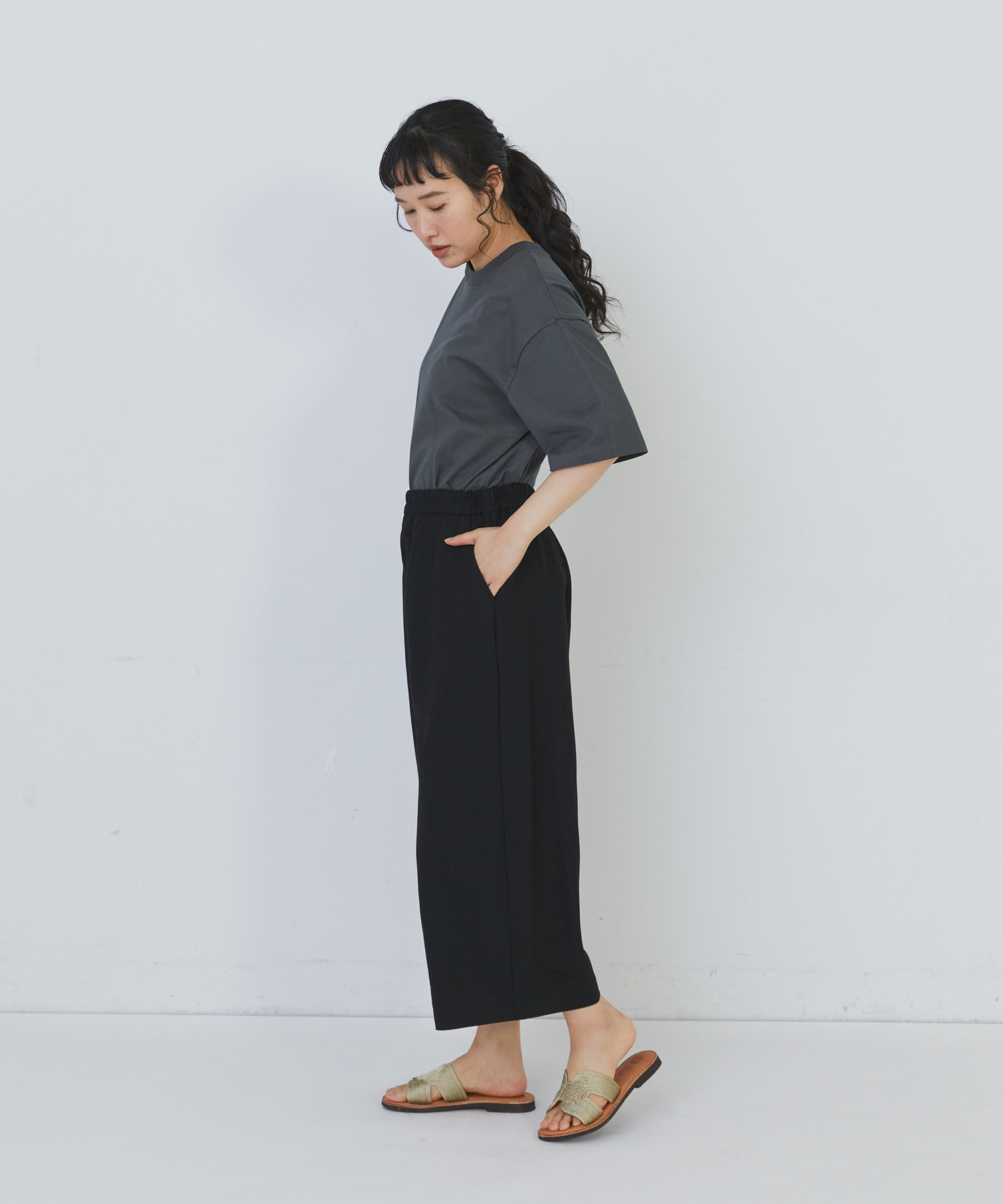 【congés payés】スムースリラックスパンツ 詳細画像 ブラック 9