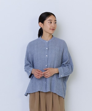 【ADIEU TRISTESSE】コットンリネンワイドシルエットブラウス 詳細画像 ブルー系その他 1