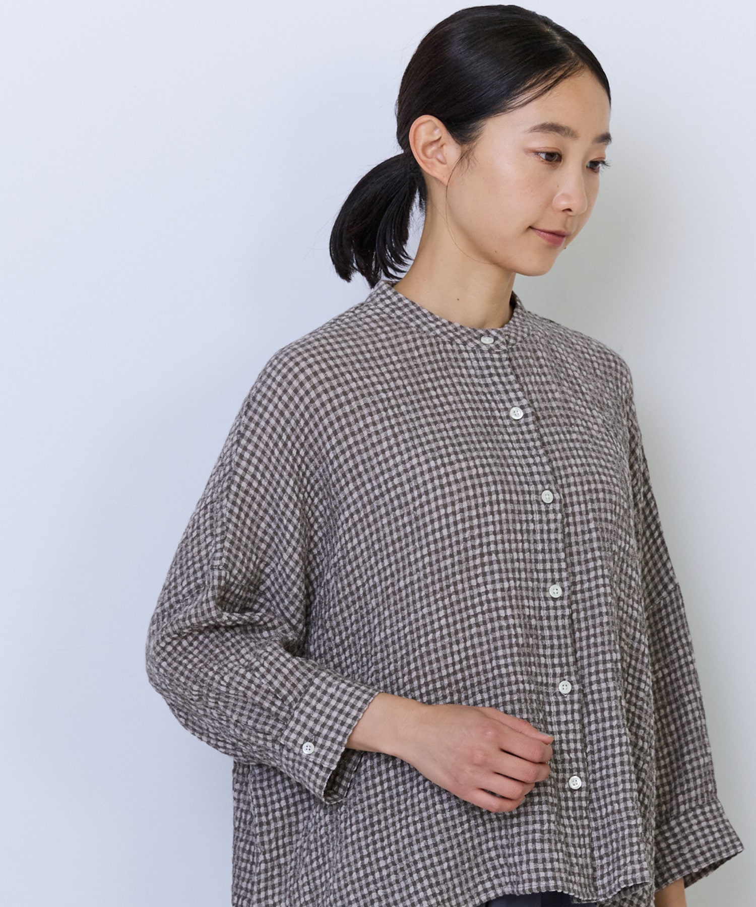 【ADIEU TRISTESSE】コットンリネンワイドシルエットブラウス 詳細画像 ブルー系その他 15