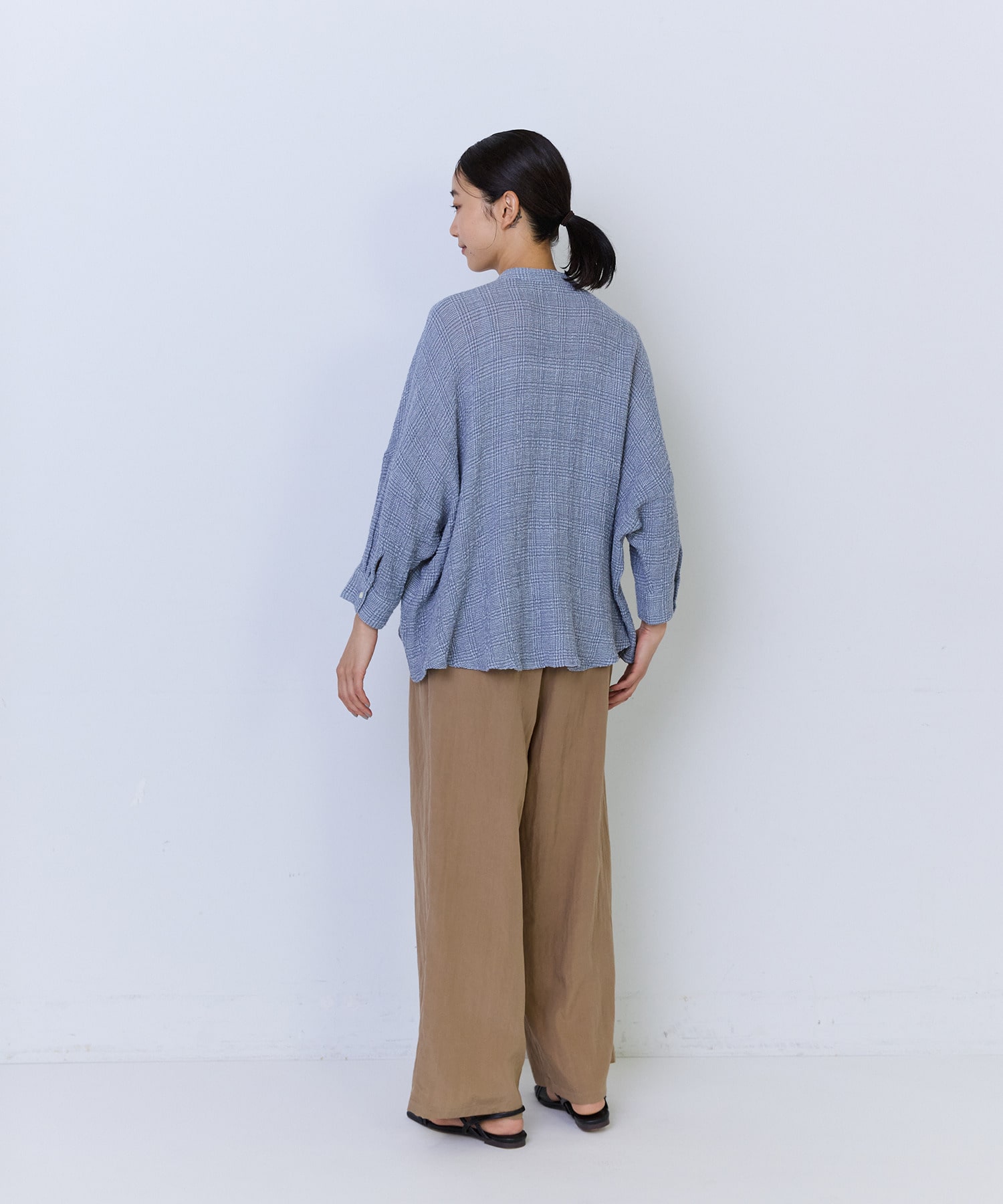 【ADIEU TRISTESSE】コットンリネンワイドシルエットブラウス 詳細画像 ブルー系その他 3