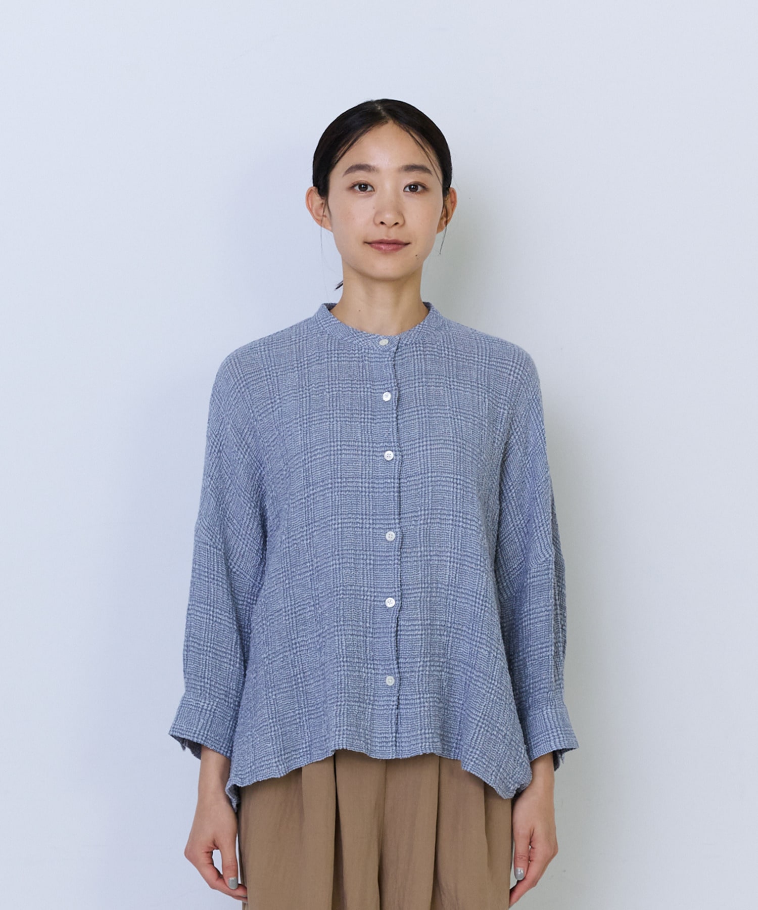 【ADIEU TRISTESSE】コットンリネンワイドシルエットブラウス 詳細画像 ブルー系その他 4