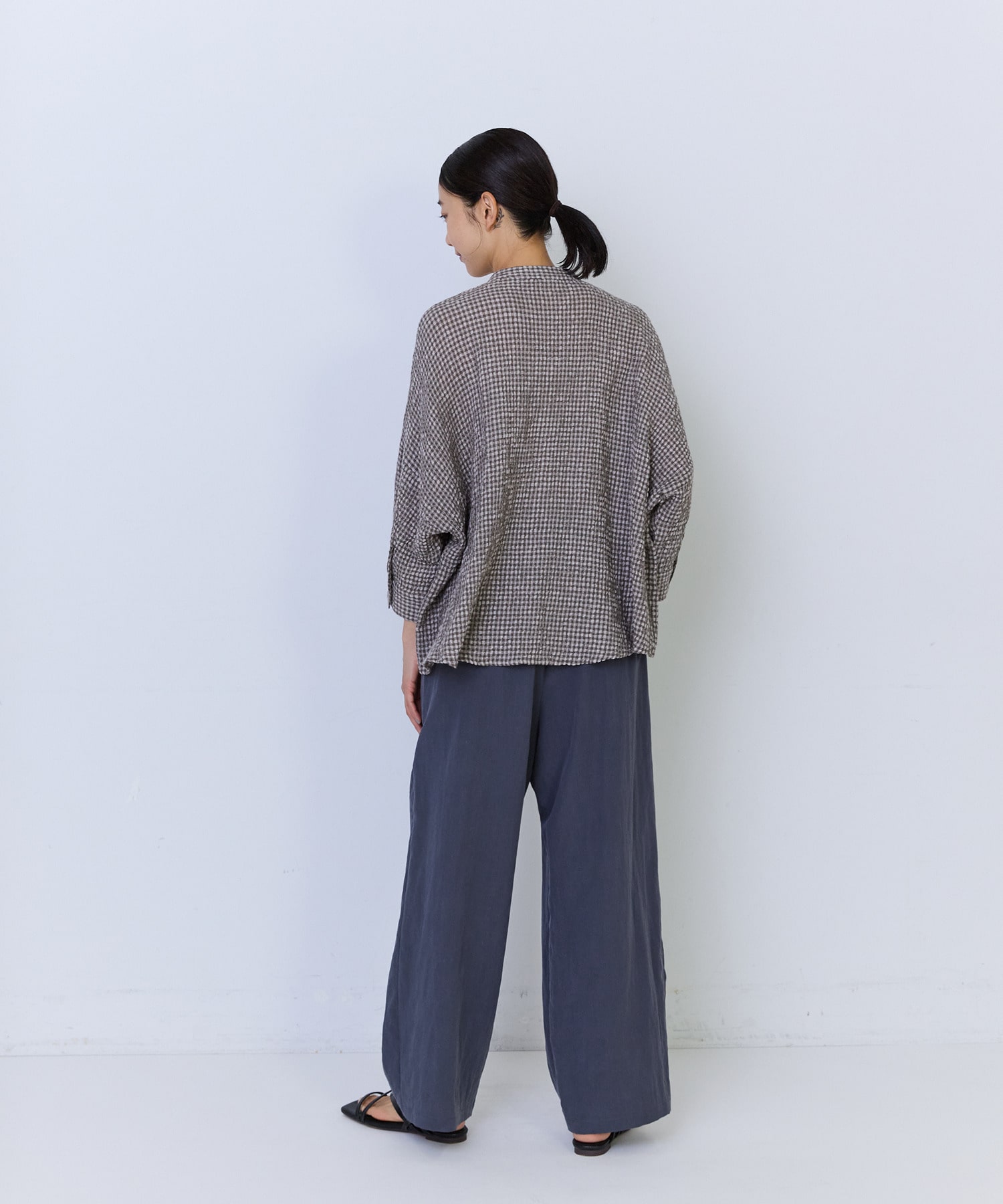 【ADIEU TRISTESSE】コットンリネンワイドシルエットブラウス 詳細画像 ブルー系その他 9