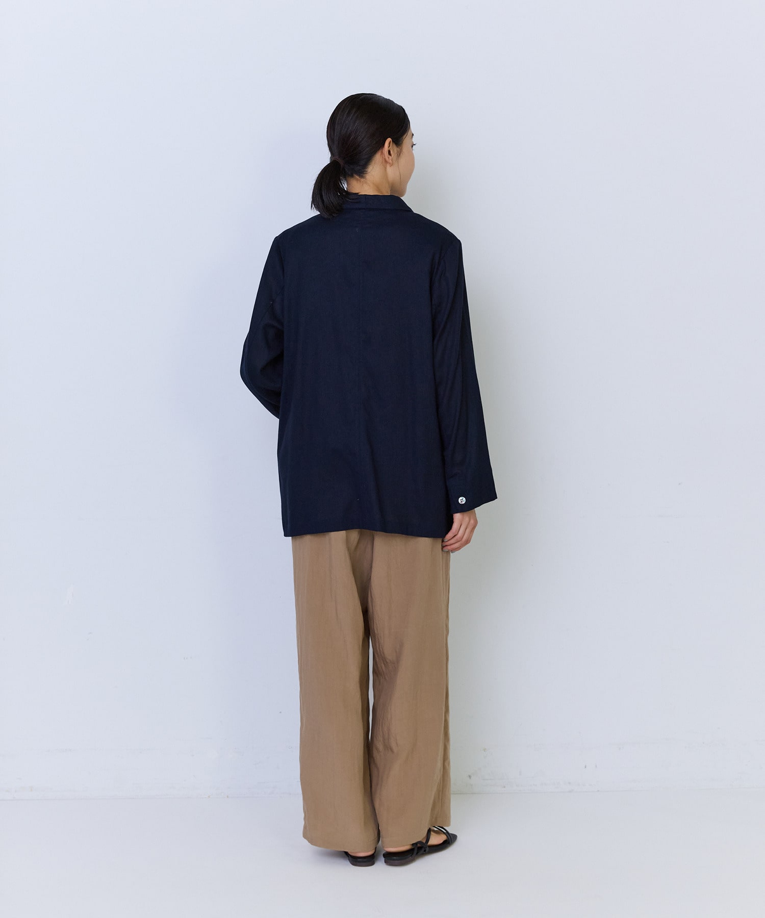 【ADIEU TRISTESSE】コットンリネンショールカラージャケット 詳細画像 ネイビー 15