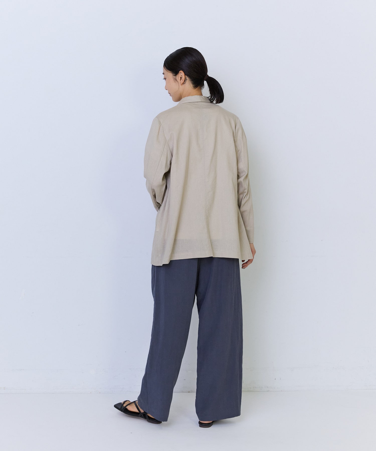 【ADIEU TRISTESSE】コットンリネンショールカラージャケット 詳細画像 ネイビー 9