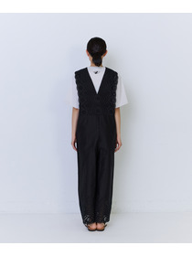 【ADIEU TRISTESSE】カットワーク刺繍サロペット 詳細画像 ブラック 11