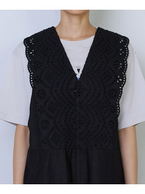 【ADIEU TRISTESSE】カットワーク刺繍サロペット 詳細画像 ブラック 12
