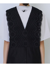 【ADIEU TRISTESSE】カットワーク刺繍サロペット 詳細画像 ブラック 13