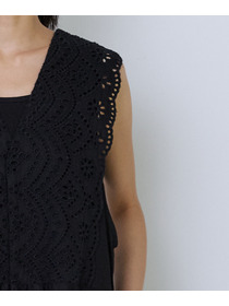 【ADIEU TRISTESSE】カットワーク刺繍サロペット 詳細画像 ブラック 14